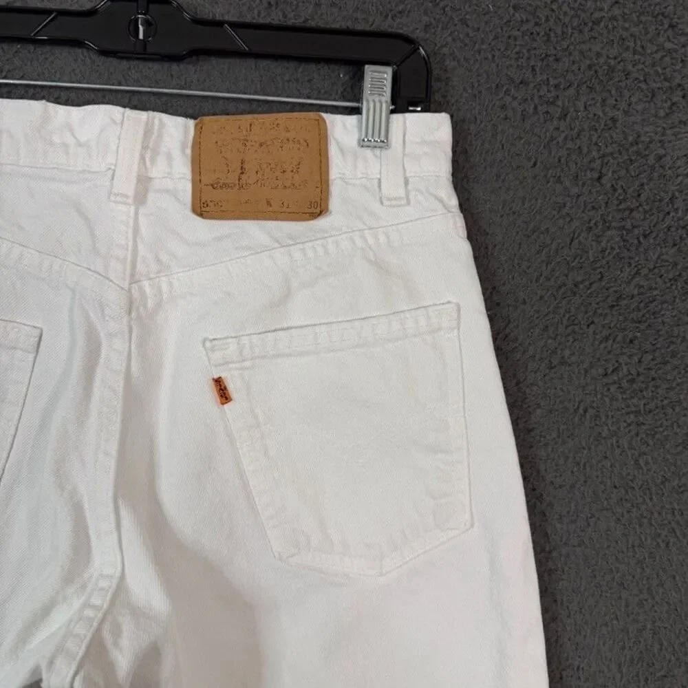 Vtg Levis 550 Jeans Mens 31x30 White Relaxed Fit Orange Tab Denim Pants 90s USA